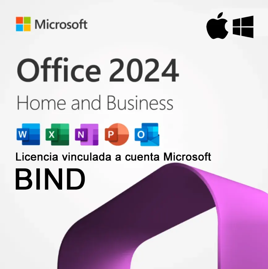 Licencia Original de Microsoft Office 2024 Home and Business (PC/Mac BIND) (1 Usuario DE POR VIDA) LICENCIA VINCULADA A SU CUENTA MICROSOFT